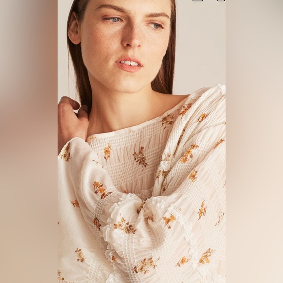 NWT Rebecca Taylor Marigold Fleur Ines Smocked Blouse. Size Small - Picture 2 of 8